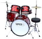 Drum Set Adult Size With Cymbals & Seat - Red 