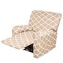 House of Quirk Recliner Slipcover 4 Pieces Stretch Printed Chair Covers with Side Pocket Recliner Sofa Couch Cover Anti-Slip Fitted Recliner Cover Furniture Protector - Beige Diamond