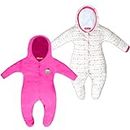 VParents Zoey Hooded Full Sleeve Cotton Baby Footies Sleepsuit Rompers for baby boys and baby Girls Pack of 2 (0-3 Months, Pink)