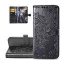 PU  Flip Wallet Case Magnetic Stand Card Slot Protective Cover For iPhone-Black