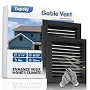 Zepoty Set of 2 - Aluminum Gable Vent 12" x 12" with Screened Design for Effective Attic and Shed Cooling, Inside Dimensions: 10" x 10", Black