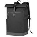 Inateck Laptop Backpack Womens Mens 17 Inch Splash-proof Antitheft Roll Top Rucksack for Cycling Business Travel with Headphone Port - Black