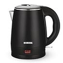 Borosil 1.2L 1200W Cooltouch Multipurpose Electric Kettle | Auto Shut off | Wide Mouth | 304 Food Grade Stainless Steel with Double Wall Cooltouch Exterior | 2 year Warranty | Black