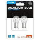 Simply S380BL 380 (P21/5W) Auxiliary Bulbs Blister, 12V 21/5W, Base BAY15D, High Performance and Maximum Visility, Provide Drivers with more time to React to Changes in Traffic Situations