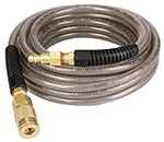 YOTOO Reinforced Polyurethane Air Hose 1/4" Inner Diameter by 25' Long, Flexible, Heavy Duty Air Compressor Hose with Bend Restrictor, 1/4" Swivel Industrial Quick Coupler and Plug, Gray