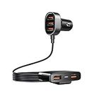 Joyroom JR-CL03 5 Multi Ports Car Charger - 3.0 USB Charging Station | Smart Charging Hub with Auto Splitter and Fast Charge Function | USB Car Charger Compatible with iPhone, Android and Any Type-C Devices, Black