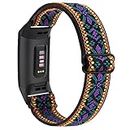Leonids Elastic Band for Fitbit Charge 4 Bands / Fitbit Charge 3 Bands Women Men, Soft Braided Solo Loop Nylon Replacement Wristbands for Fitbit Charge 4 / Charge 3 / Charge 4 SE / Charge 3 SE Smartwatch (Boho Purple)