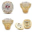 Q&N 2021 NFL Super Bowl Ring Tampa Bay Championship Ring Brady Ring Replica with Display Box Collection Souvenir for Pirate Fans Father Boyfriend,10
