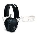 Walkers Razor Slim Electronic Hearing Protection Muffs (Sound Amplification and Suppression) and Over-The-Glasses Protective Eyewear Kit, Black