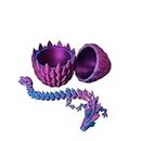 3D Printed Crystal Dragon Egg with Dragon Inside, 3D Articulated Dragon Toy. (Purple)