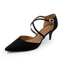 Womens Court Shoes Ankle Strap Low Kitten Heel Shoes Ladies Comfort Plus Large Size Wedding Evening Party Classic Work Shoes Black Faux Suede