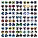 MWOOT 100 Pcs 12MM Dragon Eyes Glass Cabochon Eyes, Colorful Glass Eyes for Crafts, 50 Style Rabbit Cat Owl Bird Human Pupil Eyes for Doll Art Making Jewelry DIY Craft Halloween Easter Decoration