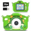 saiyuanxing Kids Camera,Silicone Case 2.0 Inch IPS Screen 1080P Video Camcorder，40MP Kids Digital Dual Lens Camera with，32GB Memory Card，3-12 Year Old Boys and Girl Camera，Holiday and Birthday Gifts.