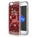 ZhuoFan Funda iPhone 6s / 6, Cárcasa Silicona 3D Transparente con Dibujos Navidad Diseño Suave Gel TPU Antigolpes de Protector Bumper Case Cover Fundas para Movil Apple iPhone6s, Ciervo