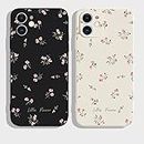 JiuWang (Set di 2 Pezzi) Cover iPhone 11 Fiori, Custodia Phone Case Flowers Design Aesthetic Fantasia Disegni Fiore per Ragazza Donna - 1 Nero + 1 Bianco
