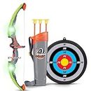PRIME DEALS Big Size Bow and Arrow Archery Set with Dart 2 LED Lights and Target Board Bow and Arrow Target with Light Outdoor Sports Toy for Kids