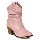 Charles Albert Women's Modern Western Cowboy Distressed Boot with Pull-Up Tabs, Blush, 7 US