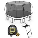 Springfree Outdoor Square Jumping Trampoline with Net Enclosure, Basketball Hoop Game, and Step Ladder, Accessories for Backyard, Black… (Jmb Square (13ft x 13ft))
