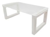 Puppenhaus durchsichtig rechteckig Tisch weiße Beine Miniatur moderne Esszimmermöbel