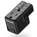LENCENT International Travel Power Adapter, Mini All-in-One Charger, 2.4A USB, 3.0A Type-C Wall Charger, European Plug Adaptor, Suitable for Travelling to UK, Japan, EU Europe, Type A/I/G/C