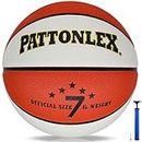 PATTONLEX Basketball - Official Size 7 (29.5") - Composite Leather - Indoor/Outdoor Ball for Men（Orange/White）