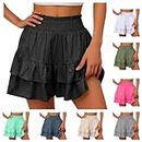 My Orders Flash Deals of The Day Bermuda Shorts for Women 2024 High Waisted Shorts Womens Ruffle Summer Shorts Floral Pleated Hem Pants subscriptions on My Account Black Shorts Women Black-A XL