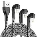 3Pack 90 Degree iPhone Charger 10ft, Apple MFi Certified 10 Feet Lightning Cord Long, Nylon Right Angle 10 Foot Apple iPhone Charging Cable for Apple iPhone 13/12/11/11Pro/11Max/XS/XR /8/7/6S/SE/6/5