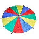 SAS SPORTS Kids Parachute 12 Feet 12 H&les with Carry Bag in Bright Colors for Outdoor Sports,Team Building,Kids Games,Multicolor, Parachute Theme