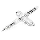 GOLD LEAF Jinhao 992 Transparent White Extra Fine Nib Fountain Pen With Converter