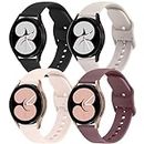 TEWIN Samsung Galaxy Watch 4 Bands 40mm 44mm, Galaxy Watch 4 Classic Band 42mm 46mm Women Men, 20mm Soft Silicone Sport Replacement Strap for Samsung Watch 4/5 Bands (Black+Starlight+Smoke Purple+Pink)