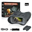 Night Vision Binoculars 4K Infrared Goggles, Kethvoz 8X Digital Zoom NV Monoculars Scope for Adult, 1080P HD Video & 36M Image, 32GB Card, Night Viewing Optics for Camping Hunting Wildlife Watching