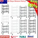 3/4/5 Tiers Home Kitchen Storage Trolley Cart Iron Rack Shelf Organiser 4 Wheels