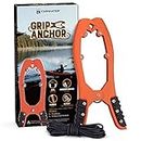 FARWATER Canoe Anchor Grip - Boat, Float Tube & Kayak Fishing Accessories, Kayaking Equipment - Brush Clamp Anchor with Teeth - Gripper with 15ft Paracord - Rubber Grips - Coated Steel - Matte Orange