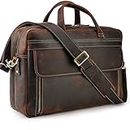 Vintage Genuine Leather Briefcase for Men 17 Inch Laptop Computer Case Business Travel Work Messenger Cross Body Shoulder Bag