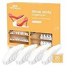 Shoe Slots Organizer 20 Pack, Adjustable Shoe Storage Organizer Shoe Stand Space Saver, Double Deck Closet Shoe Rack Holder for Organization (White)