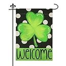 St Patricks Day Flag, 30x45cm Double Face St. Patrick's Day Garden Flag Clover Design Shamrock Flag Spring Decorations for St. Patrick's Day Holiday Outdoor Home