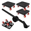 MYLEUS Furniture Mover Tool Set, 360° Rotation Wheels Furniture Slider Heavy Duty Furniture Roller, Move Tools Max Up for 200KGS/440 LBS, for Moving Heavy Furniture, Refrigerator, Sofa, Cabinet