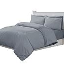 Linens World 200 Thread Count 100% Egyptian Cotton Duvet Quilt Cover Bedding Sets with Pillow cases (Grey, Double)