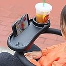 3 in 1 Stroller Cup Holder with Phone Holder and Snack Tray - Upgraded Rigid Frame, Non-Slip Clip, Universal Stroller Tray for Watch Video On The Go | Cup Holder, Stroller Accessories, Pram Cup Holder