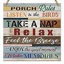 Porch Rules Sign Farmhouse Porch Rules Relax Take Naps Quotes Wooden Sign Décor for Home Patio Garden Cubicle Décor,Porch Rules Sign Decor Wood Sign Wooden Wall Decor 5 * 5 inch
