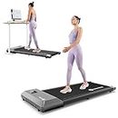 DeerRun Walking Pad Treadmill Under Desk, 2 in 1 Portable Mini Desk with 300LBs Capacity for Office Home, 2.5HP Small Lightweight Running Jogging Machine LED Display|Remote Control
