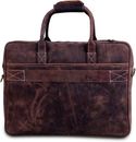 Men's 18" Buffalo leather messenger satchel bag genuine laptop brown briefcase