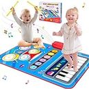 Baby Toys for 1 Year Old: 2 in 1 Piano Keyboard & Drum Mat Toddler Musical Toys Age 1-2 Music Learning Infant Toys 12-18 Months First Birthday Gifts for 1 2 3 Year Old Boy Girl Present