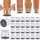 Chair Leg Floor Protectors 24PCS Furniture Sliders for Hardwood Floors, Silicone Chair Leg Protectors for Protecting Floors from Scratches and Noise, Clear-Small