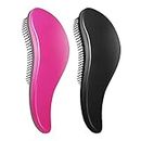 TAVVKE 2-Pack Detangler Brushes for Adults & Kids - Detangling Comb Hair Styling Tools & Appliances for All Hair Types (Natural, Wavy, Curly, Coily, Wet, Dry, Oil, Thick, Straight) - Pink & Black