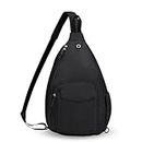 HAWEE Convertible Sling Backpack Crossbody Chest Bag for Women Men Left and Right Shoulder Purse Water Repellent Gym Daypack, Black, One Size, Hw-22-zcf011-h09