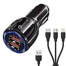 Car Charger for Samsung Galaxy S8 Plus, Galaxy S9, Galaxy S9 Mini, Galaxy S9 Plus, Galaxy Tab S3 LTE, Galaxy Tab S3 WiFi, Galaxy S8 Mini with 3-in-1 USB Cable (BMQC-5)