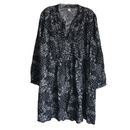 Old Navy Women's Dress Size XL Floral Ditsy Black Bohemian Peasant Pleated Rayon