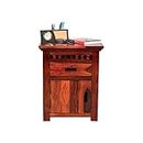 WOODY Furniture™ Bedside Table for Bedroom Wooden Side Table with Drawer Storage | Solid Sheesham Wood Bed Side Table for Bedroom, Honey Finish