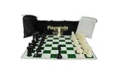 Playminds 20" Professional Vinyl Chess Set (Fide Standards)- with Extra Queens & Carry Pouch & Bag (Green)